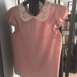 Pink Lace Collar Women's Top
